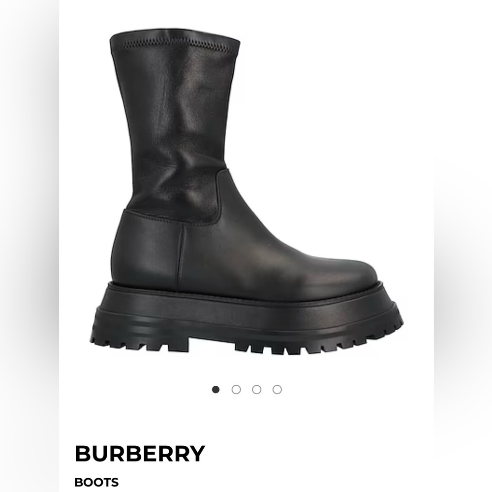 Burberry black combat boots lug sole